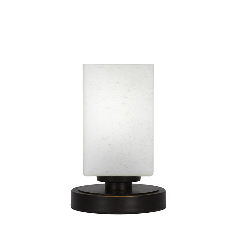 Lampe d'appoint Aneka montrée en granit foncé avec verre carré de 4 po, Blanc