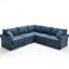 Canapé modulaire en L 5 places avec dossier rembourré et rembourrage en mousse bleu foncé-437710651