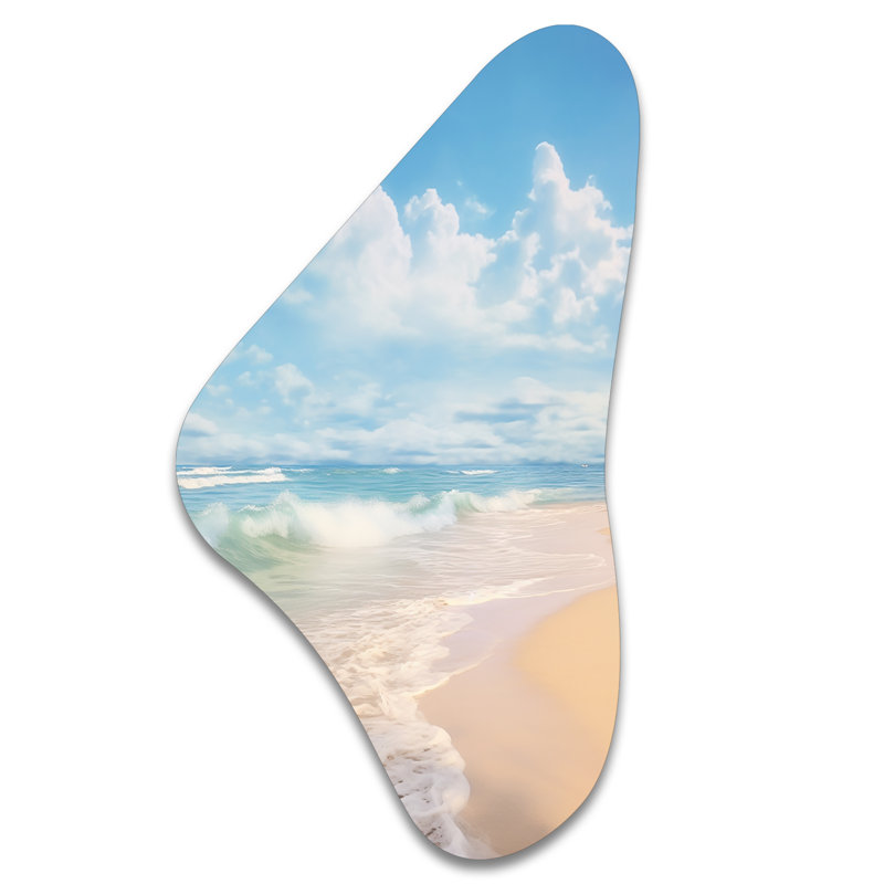 Plunkett - Coastal Beach Boomerang Shape Art asymétrique en métal, H 31 po x l 17 po