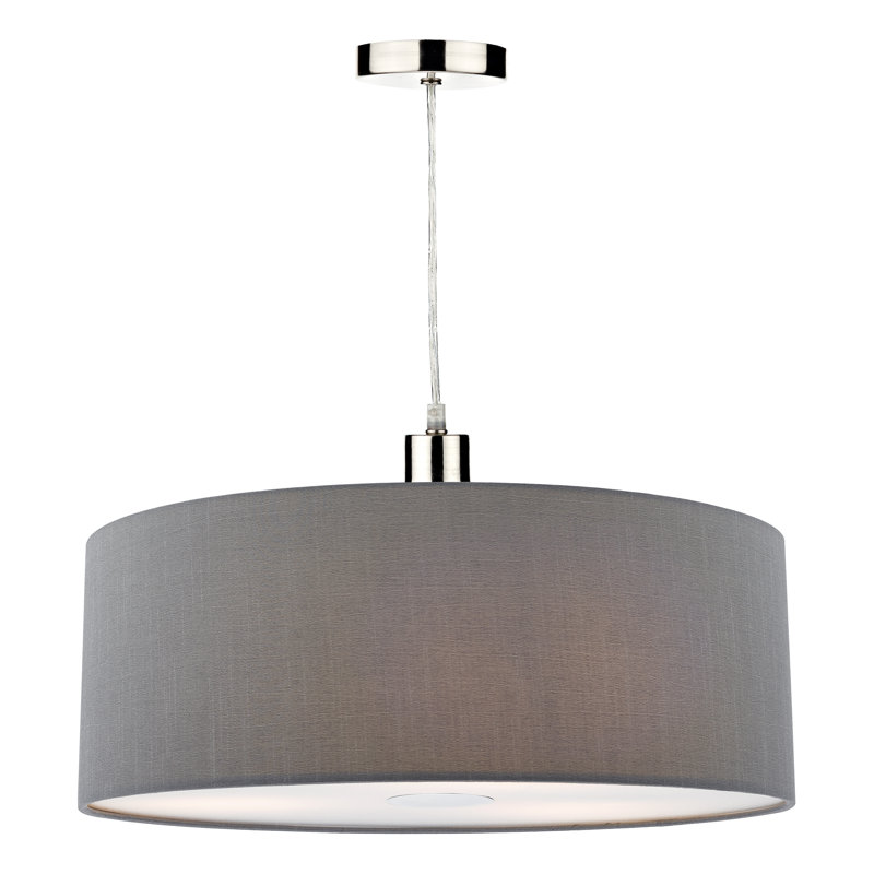 Desiree 22cm H Faux Silk Drum Pendant Shade ( Screw On ), Grey