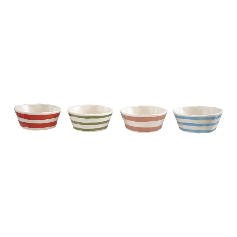 Hand-Painted Stoneware Striped Bowl