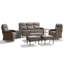 Ensemble de conversation pour foyer d'extérieur en osier 7 pièces avec canapé, fauteuils pivotants et repose-pieds-100926441