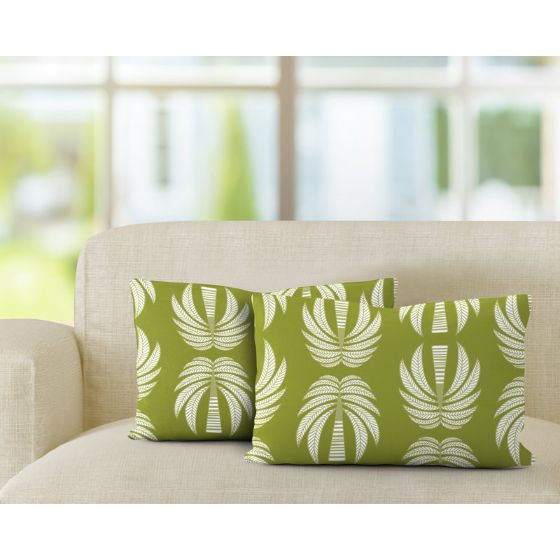 Polyester / Mélange de polyester Housse de coussin rectangulaire intérieure / extérieure lombaire et insert, Chartreuse