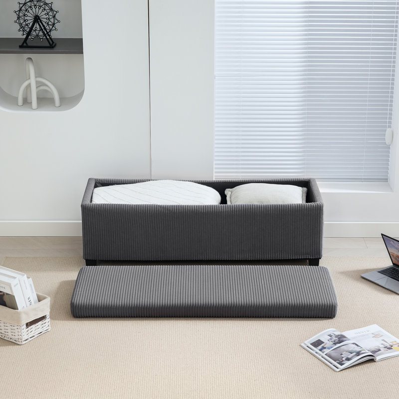 112cm Wide Storage Ottoman, Grey, 40cm H x 112cm W x 42cm D 