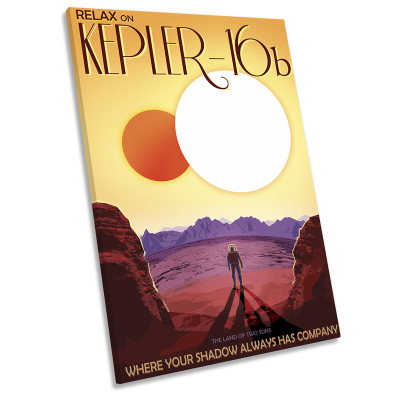 Kepler-16B NASA Space Tourism Picture CANVAS WALL ART Portrait Print - Wrapped Canvas Graphic Art