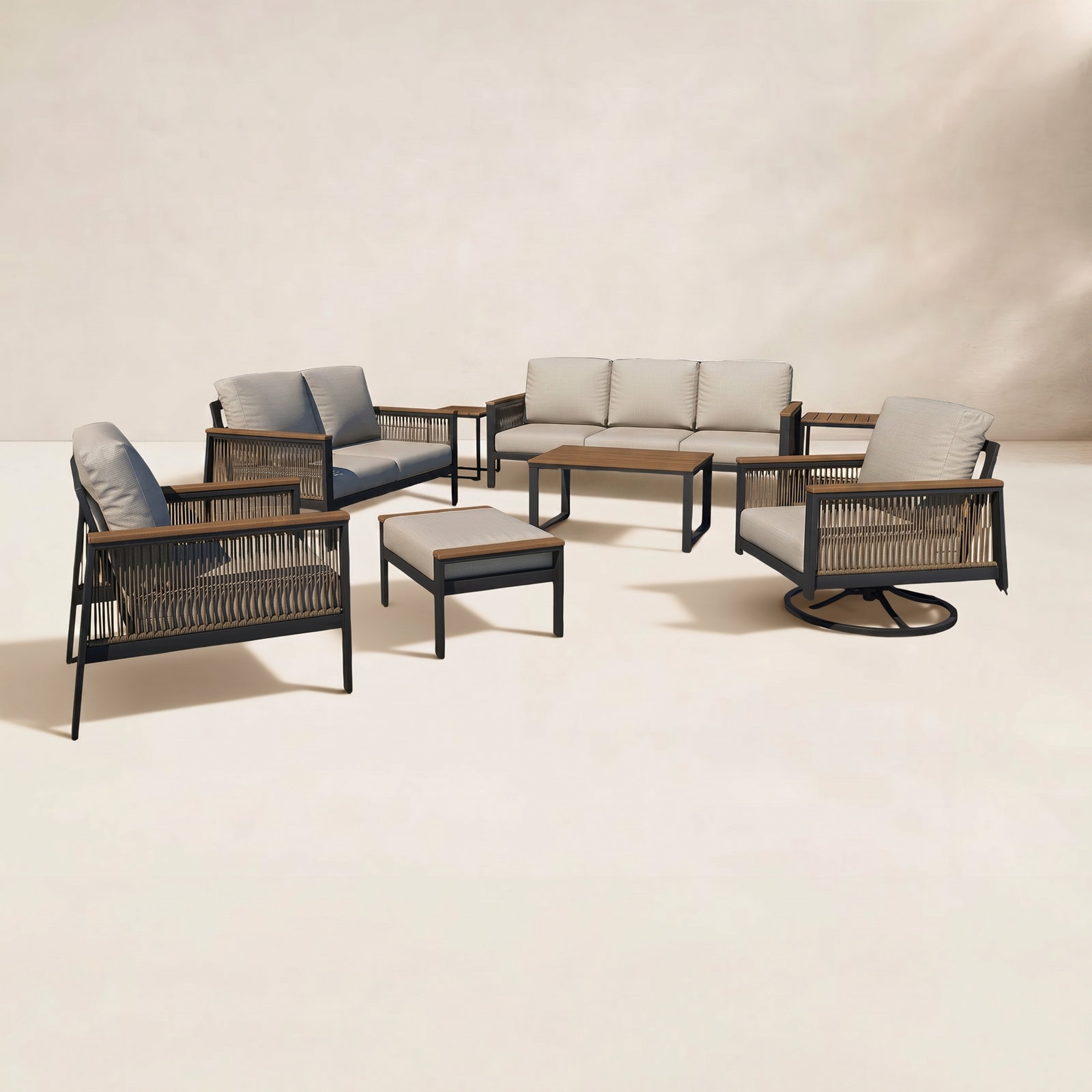 Townsend 7-Person Patio Seating Group, Cast Silver