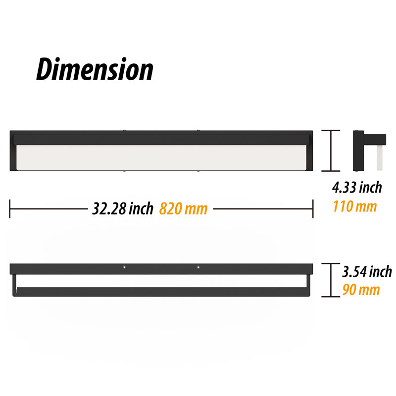Arhan Dimmable LED Bath Bar, 24W, Black