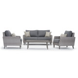 Portofino Affinity 4 Piece Sunbrella Outdoor Patio Loveseat Group - Newport Blue