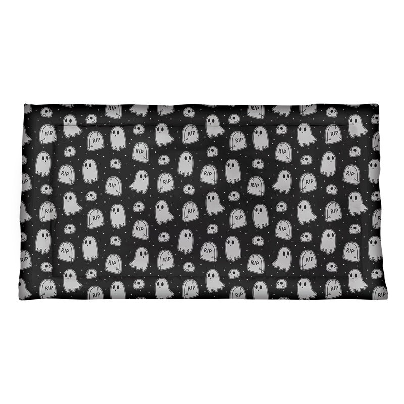 Taie décorative à motif fantôme noir et blanc Katelyn Elizabeth - Microfibre, Simple standard, Microfibre, Noir / blanc