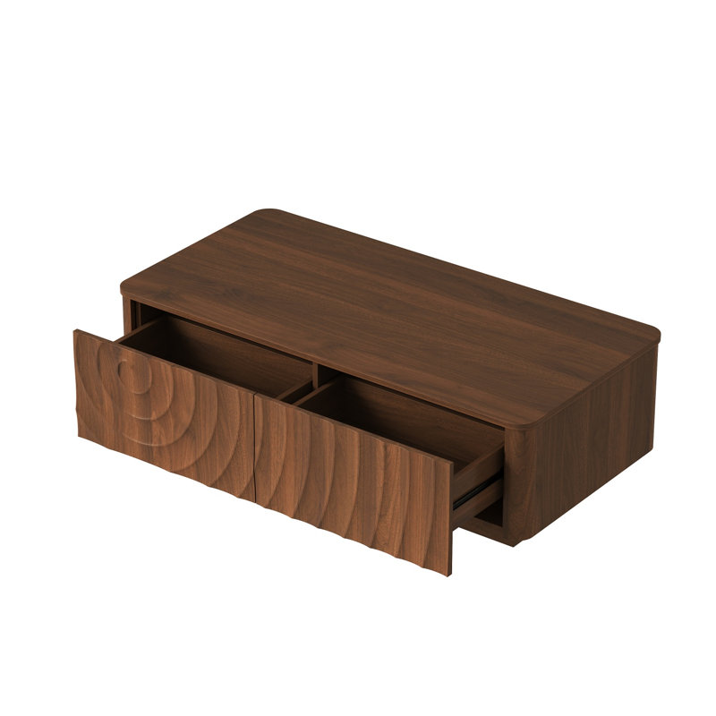 Table basse rectangulaire de 47,2 × 23,6 × 14,2 cm avec 2 tiroirs de rangement, texture ondulée, pour salon
