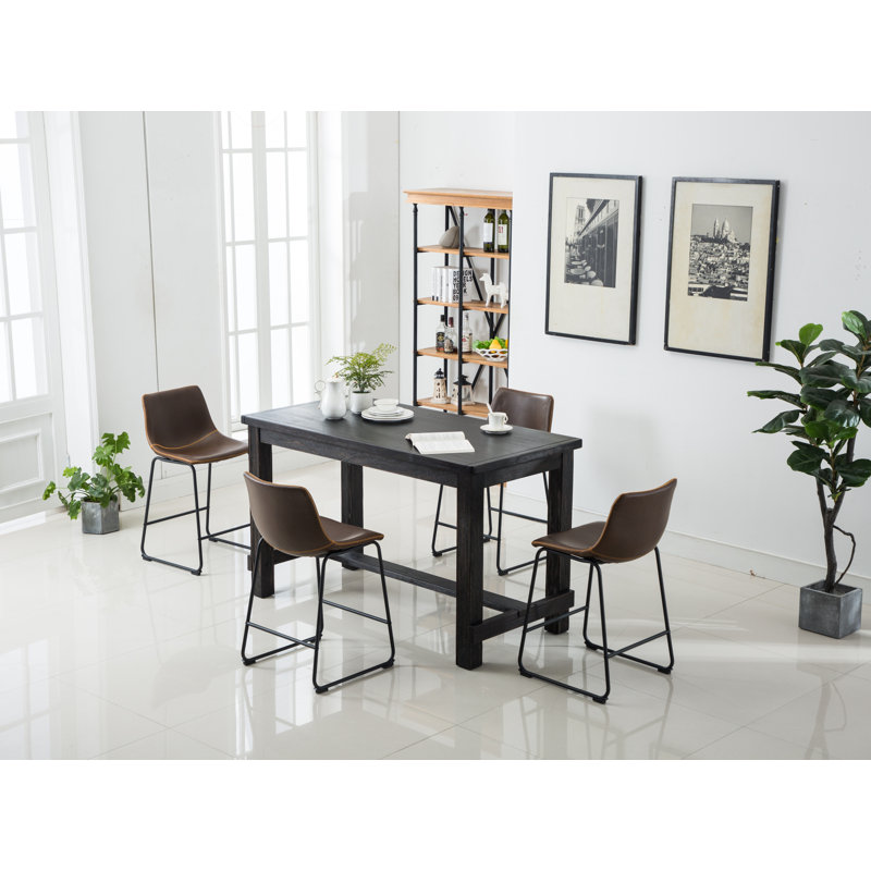 Counter Height Dining Set: Table And Chairs, Brown, 5
