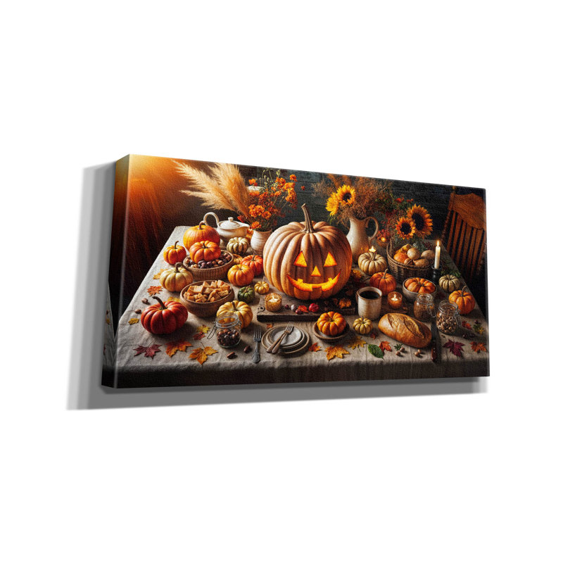  «Jack Of Lantern Still Life» par Rey Klimt, art mural sur toile, 24 po x 12 po, H 12 po x l 24 po