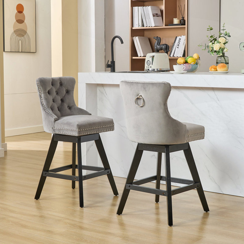 Ensemble de 2 tabourets pivotants, Gris