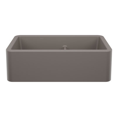 Évier de ferme à double cuve à tablier frontal avec diviseur bas 33 po IKon SILGRANIT - Gris volcan