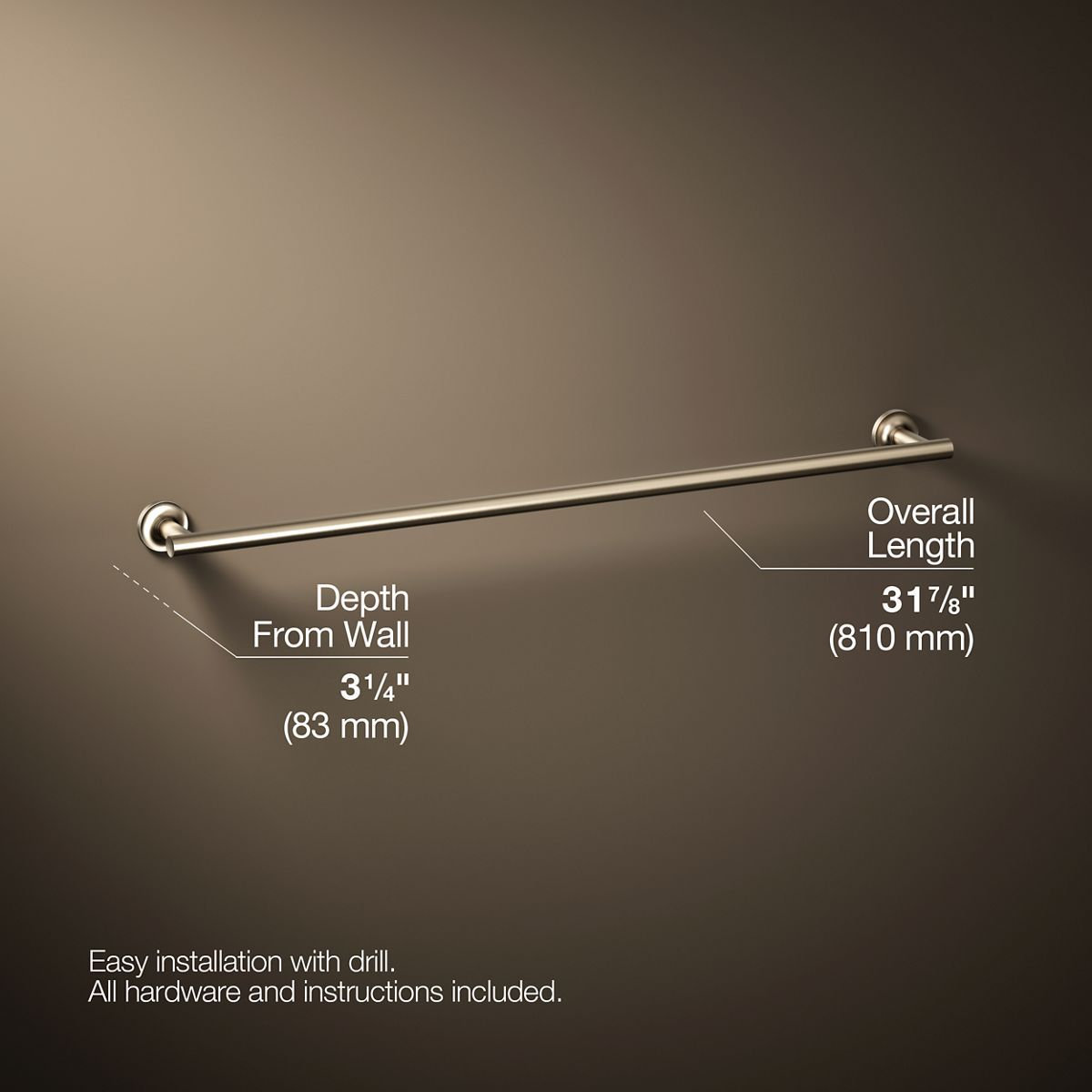 Purist 30" Wall Mounted Towel Bar, Vibrant Brushed Bronze, 1.88" H x 30" L x 3.25" D