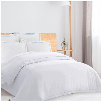400TC Cotton Single Edge Embroidery Sateen Solid Duvet Cover Set