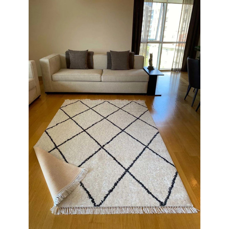 Lao Performance Washable Moroccan Indoor / Outdoor Rug, Rectangle 3'3" x 3'11"