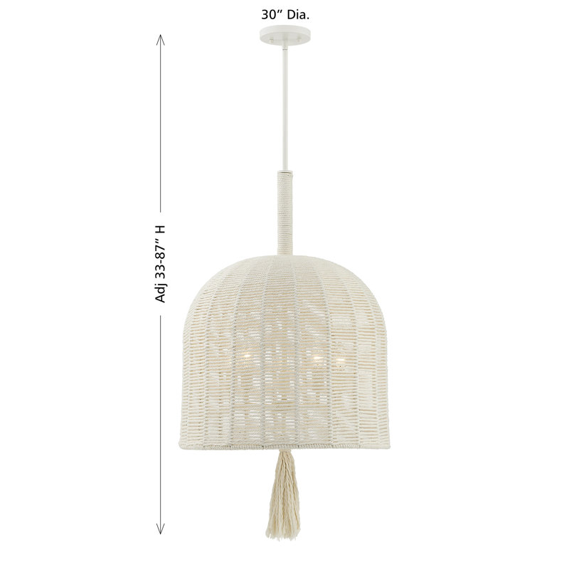 Lunara 3-Light Pendant in Cotton by Breegan Jane, 33"H x 20"W, 5