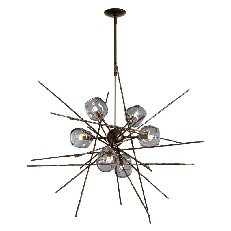 Lustre à 6 lumières Griffin, H 56,6 po x l 39,2 po x P 38,8 po, Gris froid, Bronze