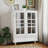 Minimalist Buffet Cabinet With Double Glass Doors And Drawer, Modern Wooden Storage Sideboard For Versatile Home Decor And Efficient Organization