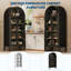 Grand garde-manger arqué de 71 po avec lumières DEL, armoire de rangement de style campagne moderne avec tablettes ouvertes et réglables