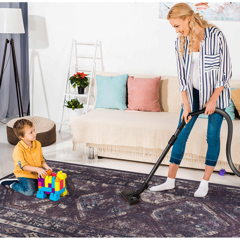 9X12 Area Rug Washable Low-Pile Non-Slip Non-Shedding Foldable Kid Pet Friendly For Living Room Bedroom Kitchen
