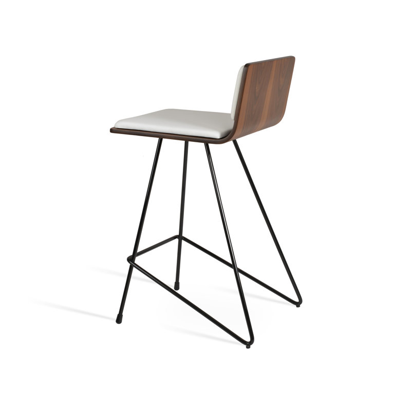 Tabouret de bar et de comptoir Corona, Tabouret de bar (siège d'une hauteur de 29 po), Noir / noyer, Café fumé