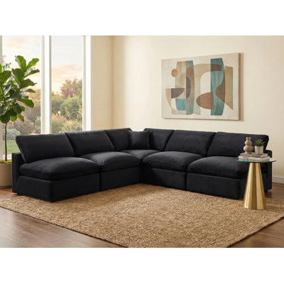 Hripsik Velvet L-Shaped Sectional Reversible