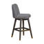 Tabouret de bar rotatif en chêne gris avec tissu bouclé gris Ralena