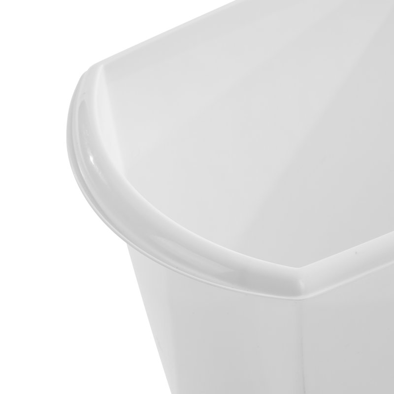 Sterilite Rectangular Wastebasket, Small Trash Can for Bathroom, Bedroom, Dorm or Office, White, 5.5