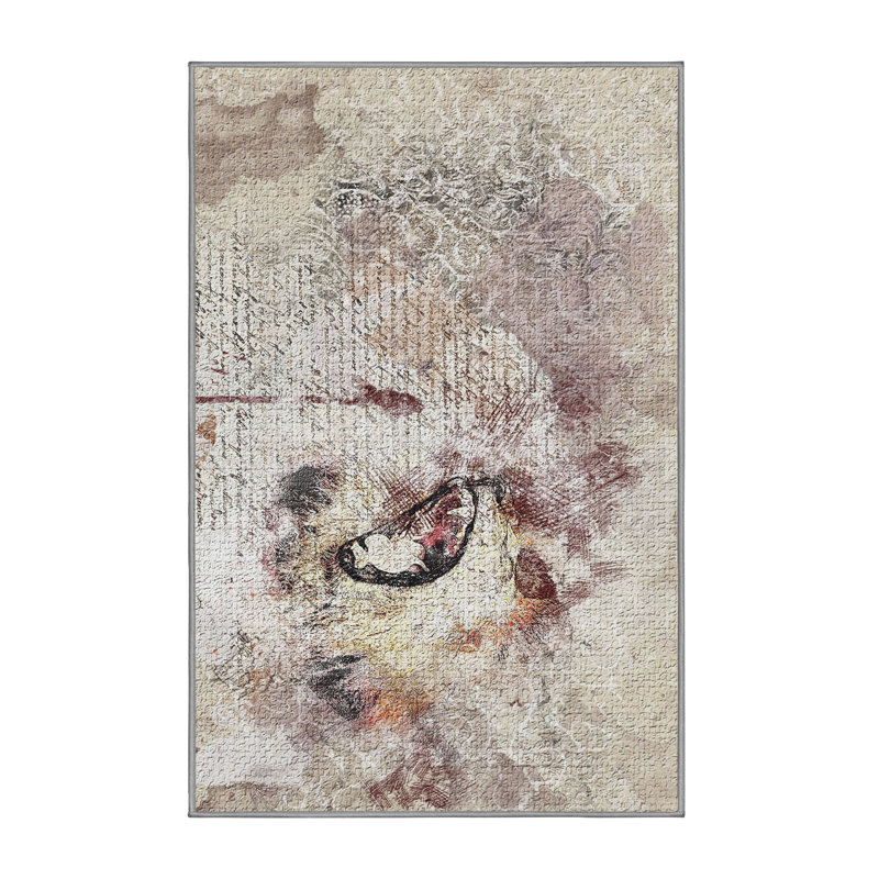 Tapis à aire beige lion, Rectangle 2 pi x 3 pi