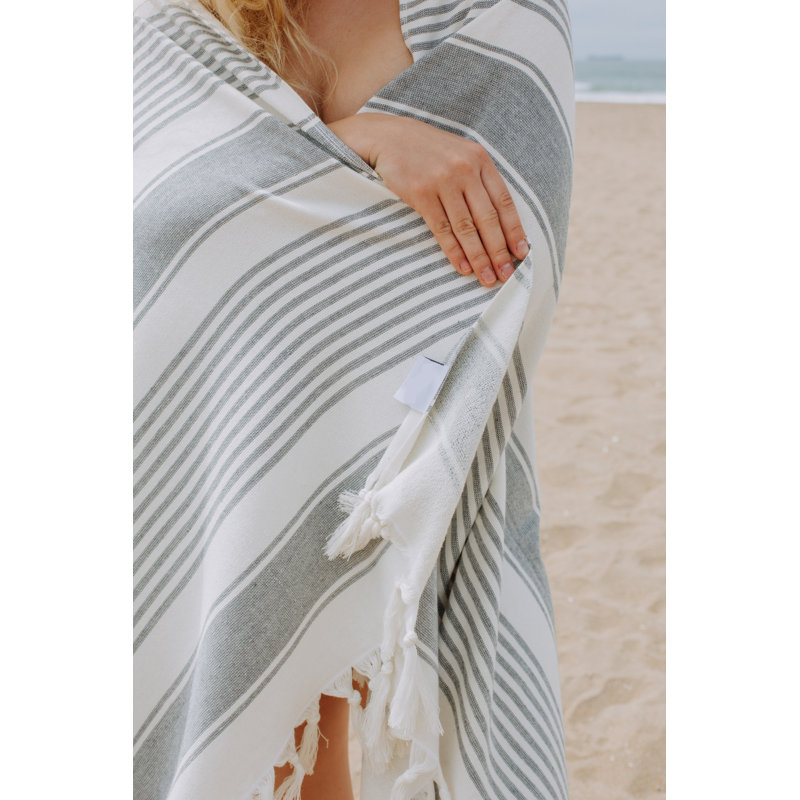  Striped Luxe Turkish Cotton Terry Peshtemal Towel, Gray