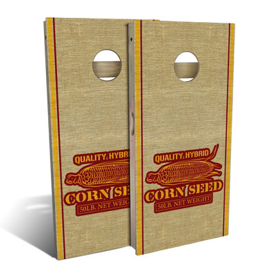 2' X 4' Country Living Corn Seed Sack Cornhole Board Set With Case And Lights