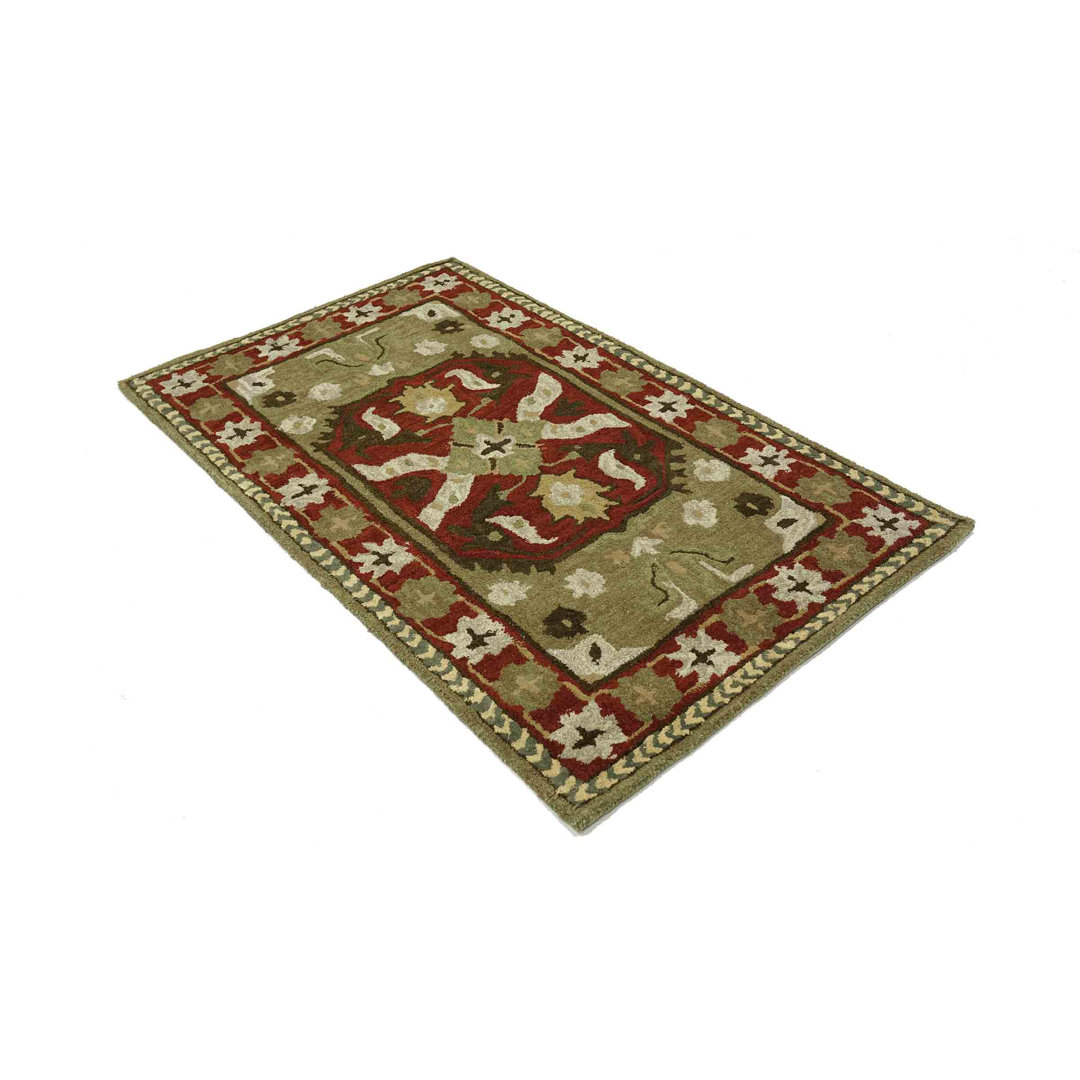 Teppich Adjua aus Wolle in Beige/Rot