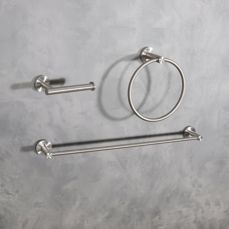 Alma Brushed Nickel 3-Piece Stainless Steel Bathroom Hardware Set