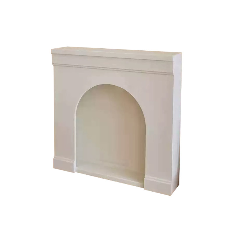 Beige Solid Wood Electric Fireplace