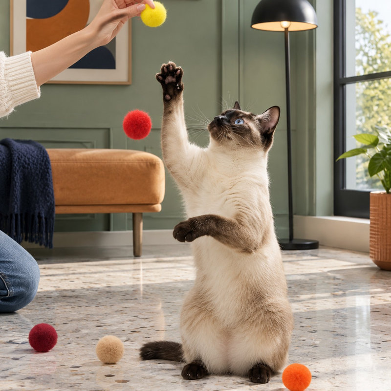 Ensemble de 100 balles à pompons colorées pour chat, jouets interactifs doux et moelleux de 2,5 cm (1 pouce) pour l'exercice et le jeu des chatons calmes.