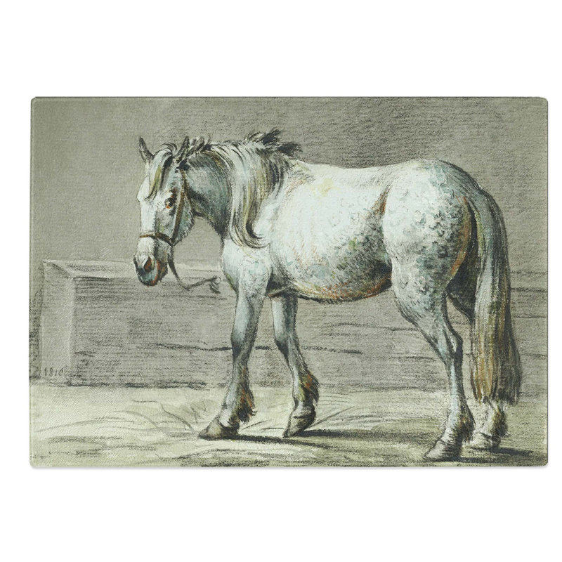 Glass Horse in The Stable by Jean Bernard Chopping Board, 39 cm W x 28.5 cm L