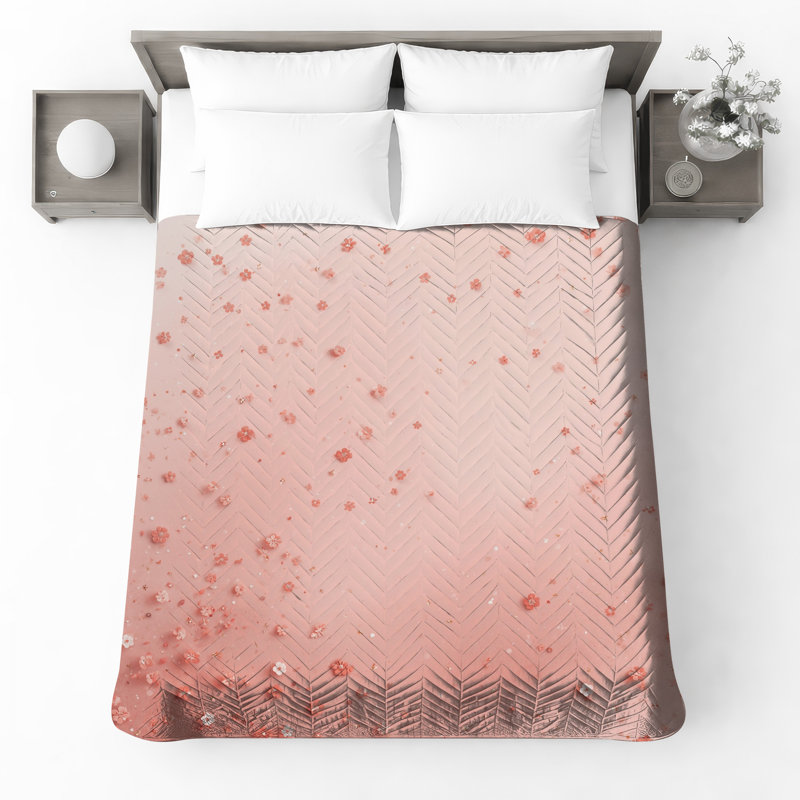 Couvre-lit matelassé rose Cherry Blossom, Grand lit
