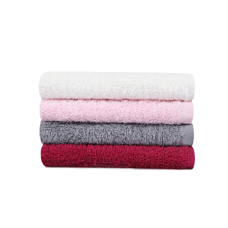 Ensemble de 4 serviettes de bain 100% coton, Rose / rouge / gris