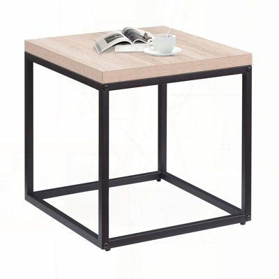 Table de bout ronde à motif de pierre frittée avec bordure en cuir - base en laiton