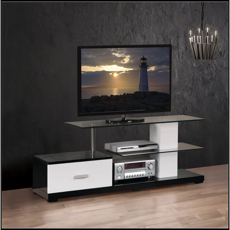 White & Black Finish TV Stand