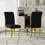 Ensemble de table de salle à manger de luxe noir et doré avec chaises en velours noir-619394625