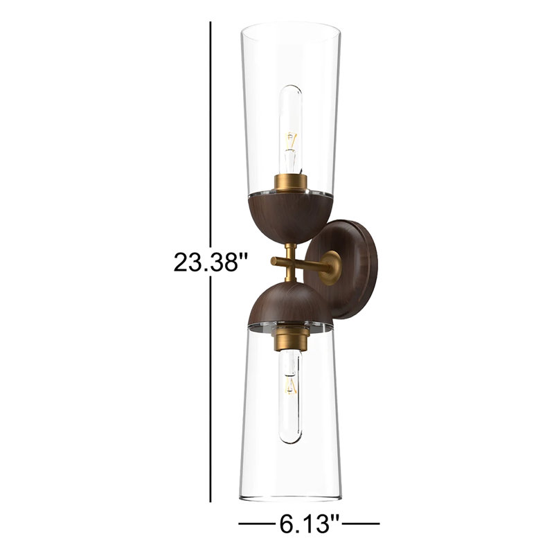 Shiloh Vanity Light, Aged Gold/Walnut, 2