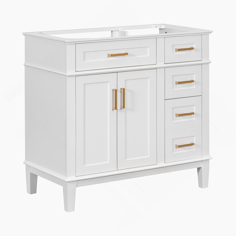 [Cabinet seulement] Meuble-lavabo moderne blanc de 36 po (lavabo non inclus)
