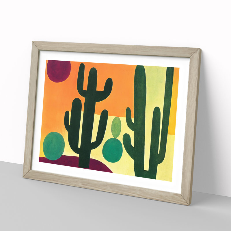 Abstract Cactus Vol.1 - Framed Print, 25cm H x 34cm W x 2cm D, Oak