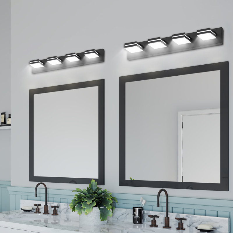 Éclairage pour salle de bain 4 lumières à DEL à intensité variable avec têtes de lampe rotatives à 360 ° pour salle de bain, meuble-lavabo, miroir et salon