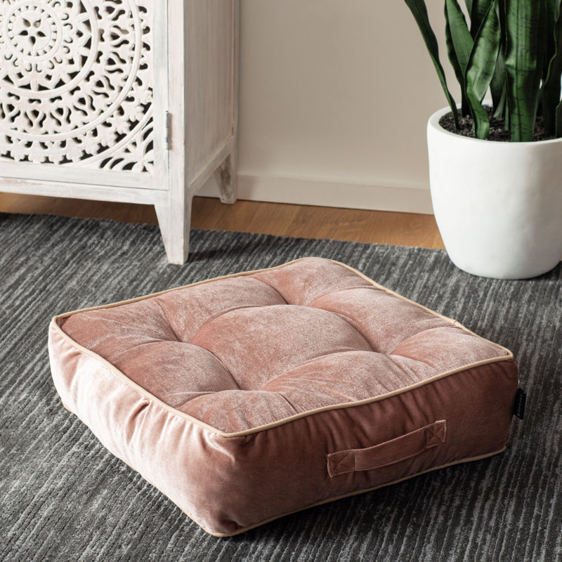 Primrose 18" Blush Pink Velvet Tufted Square Floor Pillow