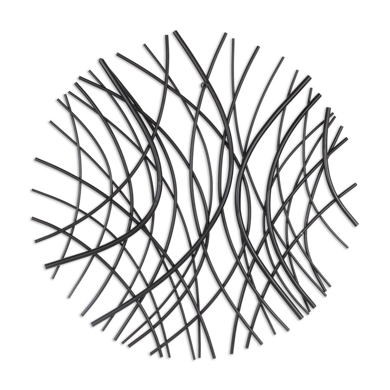 Sculpture dimensionnelle abstraite en métal, Noir, H 30,25 po x l 1,25 po x P 30,25 po