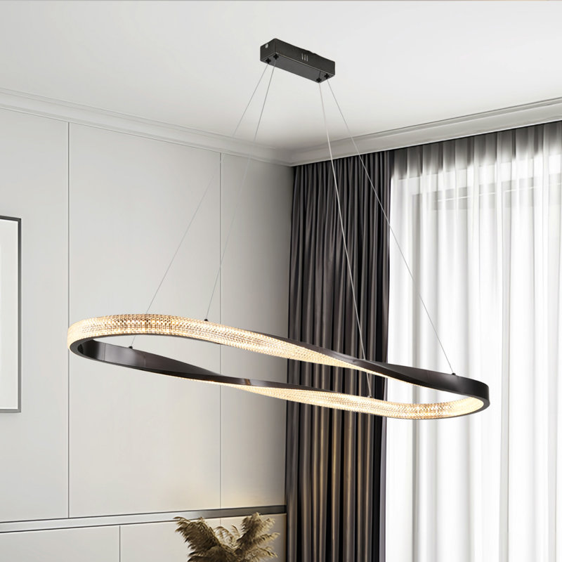 Modern Led Pendant Lights Dimmable Chandelier, Black, 78.74" H x 47.24" W x 47.24" D